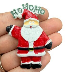 Vintage Santa Brooch Ho Ho Ho Pin